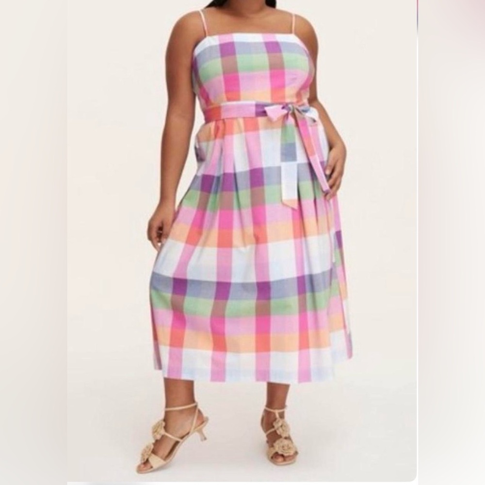 Kate Spade NY x Target Plaid Tie Waist Midi Dress XXL Pastel Cottagecore Summer